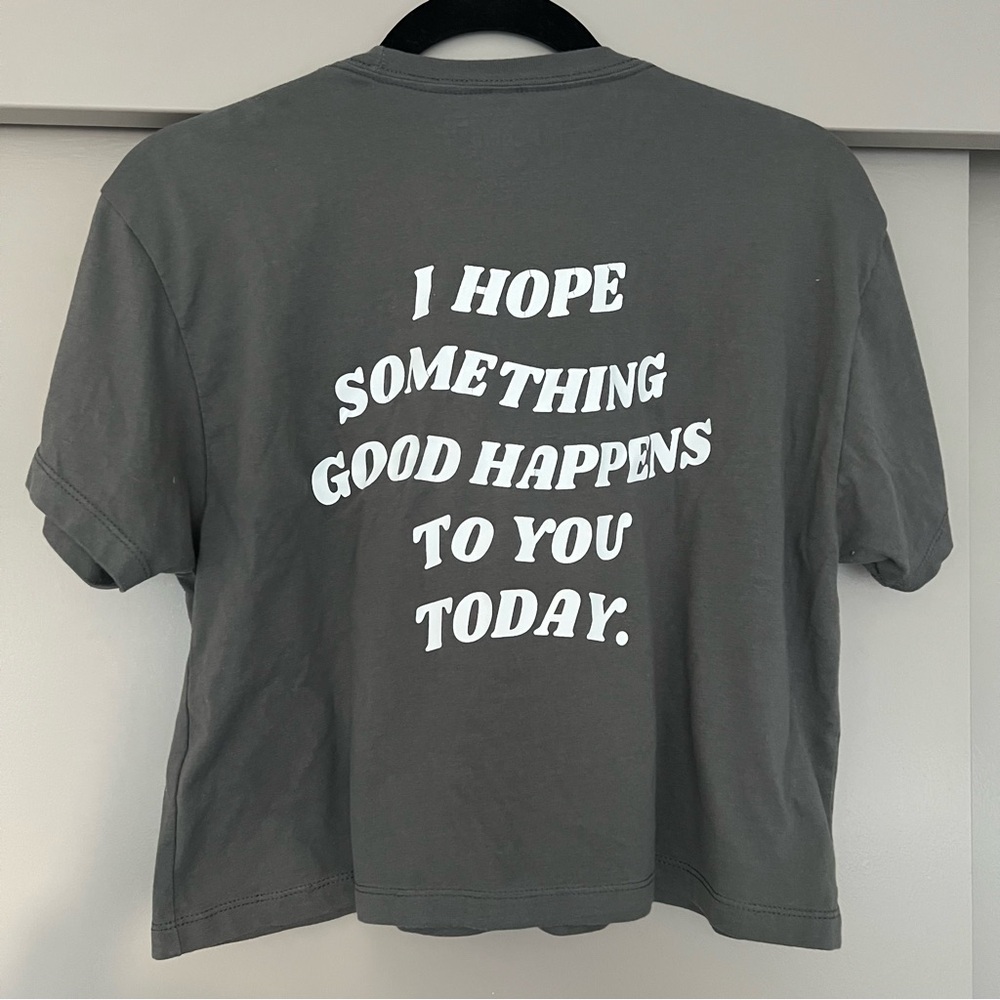 Gray Graphic Tee with White Smiley